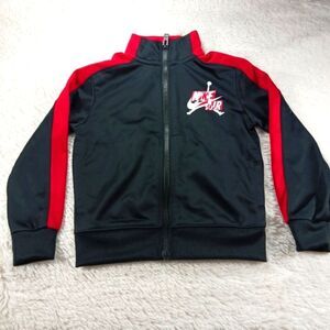 Nike Air Zip Up Jogger Jacket 2T Nike Air Logo Front Black W/ Red Accent Stripe.